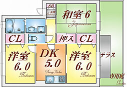 シャルマンコート 1階3Kの間取り