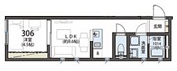 東村山市栄町1丁目アパート 1LDKの間取図画像