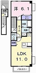 アルバ・ソーレB 1LDKの間取図画像