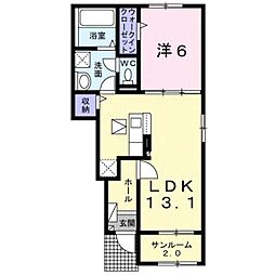 ヴァンヴェール西浜ＯＦ 1階1LDKの間取り