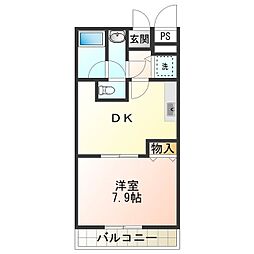 リヴェール弐番館 1DKの間取図画像