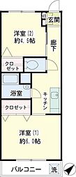 横浜スカイマンション 2Kの間取図画像