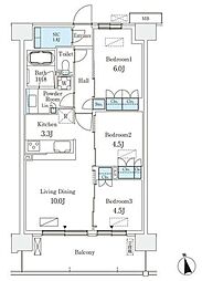 スカイグランデ津田沼 5階3LDKの間取り