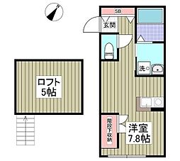 桶川市寿1丁目アパート ワンルームの間取図画像