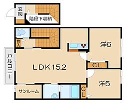 ナウイン576 2階2LDKの間取り
