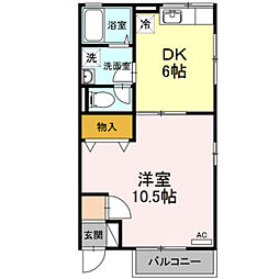 ドエルカルミアB 1DKの間取図画像