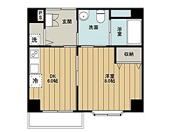 あいやビル 2階1DKの間取り