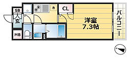 プレサンス三宮フラワーロード 1Kの間取図画像