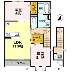 モンド・リヴェール 2LDKの間取図画像