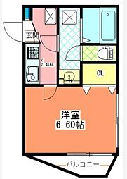 スリースターレジデンス学芸大学 3階1Kの間取り