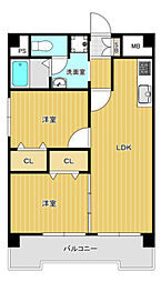 朝日プラザ博多 2LDKの間取図画像