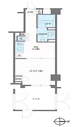 MFPRコート麻布十番 1DKの間取図画像