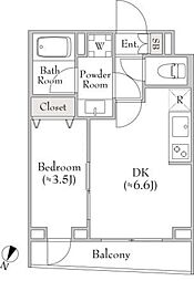 ディームス中野富士見町 1DKの間取図画像