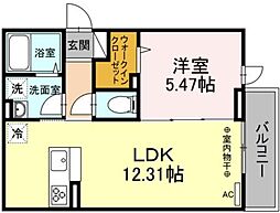 京成本線 お花茶屋駅 徒歩13分の賃貸アパート 2階1LDKの間取り