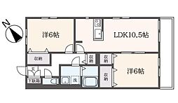 ルミエール登戸 2LDKの間取図画像