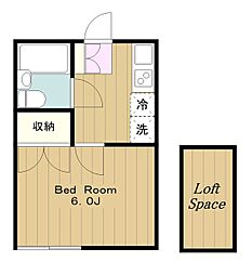 桜プレイスアネックス 2階1Kの間取り