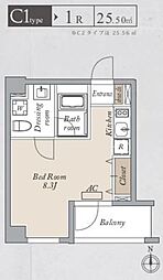 都営大江戸線 両国駅 徒歩9分の賃貸マンション 2階ワンルームの間取り
