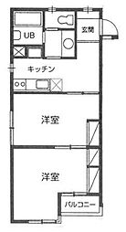 ヘリオス相互世田谷 2Kの間取図画像