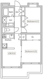 ＰＬＥＮＤＹ‐ＨＩＬＬＳ高幡不動 3階2LDKの間取り