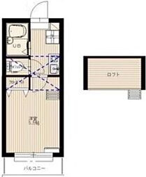 ウルール田無 2階1Kの間取り