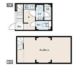 北沢4ビル 1階1Kの間取り