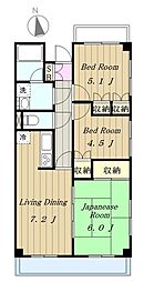 ヒルテラス稲城 3階3LDKの間取り