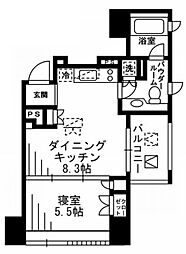 プライムアーバン四谷外苑東 6階1DKの間取り