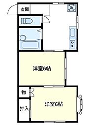 サンコーポ 1階2Kの間取り