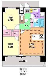 リアン 7階2LDKの間取り