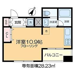 Blossom Tsukuda 2階ワンルームの間取り