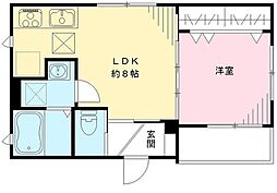 ボンジュール上北沢 1階1LDKの間取り