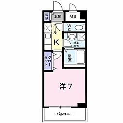 ブリッサＫ 3階1Kの間取り