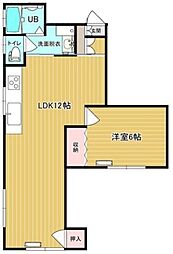 芙蓉ハイツ 2階1LDKの間取り