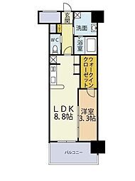 ブレス唐人町駅前 3階1LDKの間取り