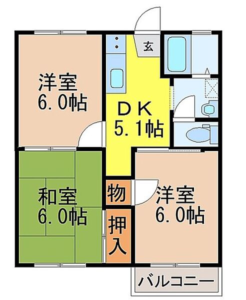 静岡県富士宮市泉町(賃貸アパート3DK・1階・46.30㎡)の写真 その2