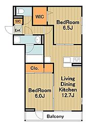 セントラーレ 2階2LDKの間取り