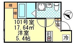 CK四ツ木 1階1Kの間取り
