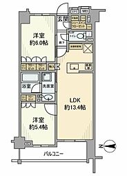 オープンレジデンシア千駄木 2階2LDKの間取り