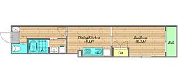 REPURE三ノ輪RESIDENCE 1DKの間取図画像