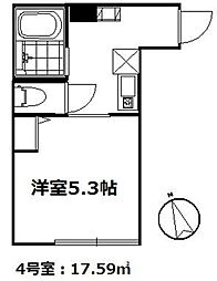 ワイジェ西新井 3階1Kの間取り