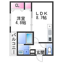 南海高師浜線 伽羅橋駅 徒歩7分の賃貸アパート 1階1LDKの間取り