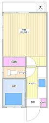 美好荘 2階1Kの間取り