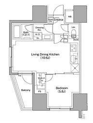 ザ・パークハビオ本郷菊坂 10階1LDKの間取り