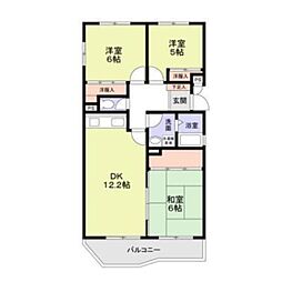NTT百合ヶ丘社宅2号棟 3LDKの間取図画像