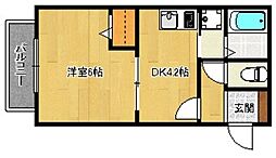リブレア竹下駅前A 1DKの間取図画像
