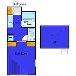 都営浅草線 馬込駅 徒歩10分の賃貸アパート 2階ワンルームの間取り