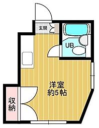 エンゼルハイム 1階ワンルームの間取り