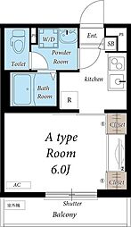 リブリ・上つるま 2階1Kの間取り