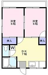 小嶋ハイツ 2DKの間取図画像