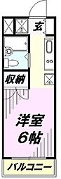 西武池袋線 狭山ヶ丘駅 徒歩2分の賃貸マンション 2階ワンルームの間取り
